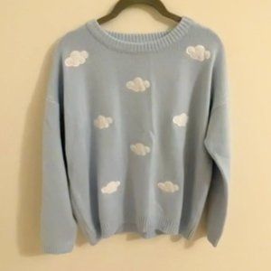 Cute Light Blue Cloud Sweater for Women